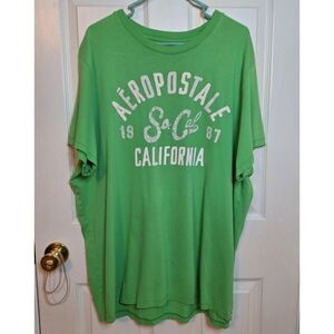 Aeropostale Lime Green White Spell Out Logo Graphic Tshirt Preppy Y2K Size XXL
